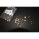 Small quantity of 9ct gold and gold coloured metal jewellery, 3 grams