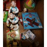 Wallace and Gromit wall clock, cufflinks and figures