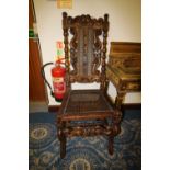 2 Carolean carved oak chairs