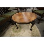 Circular walnut coffee table