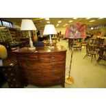 Standing lamp with tweed shade and two table lamps