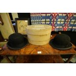 2 Bowler hats in box one inc "W.J.Wishart and Son" from King Street, Penrith
