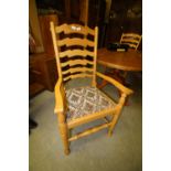 2 beech ladderback armchairs