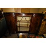 Edwardian figured mahogany display cabinet with central glazed door, 152cm wide x 46cm deep x