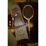 Vintage Slazenger tennis racket in Dunlop plastic bag with press