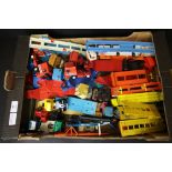 Box of diecast Matchbox, Corgi Car Transporters unboxed