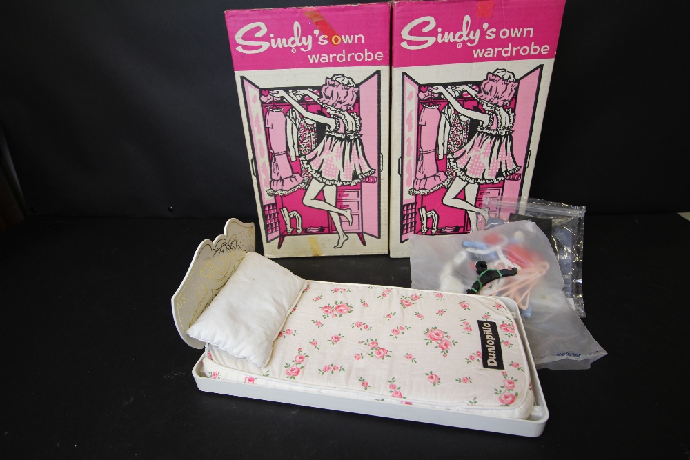 2 Sindy wardrobes and bed