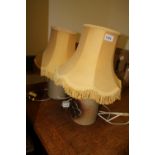 Pair Bayle studio pottery lamps and shades