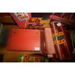 2 Mahjong sets, boxed solitaire, box of dominoes and mixed quantity of draughts