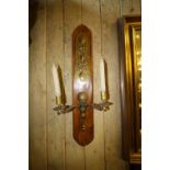 Pair of brass mounted wall sconces