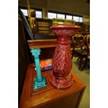 Burmantofts candlestick and a jardinière stand