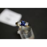 925 CZ with blue stone ring