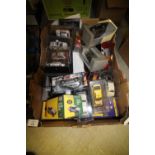 Box of misc model cars, Schulo, Atlas Editions, Yatming etc