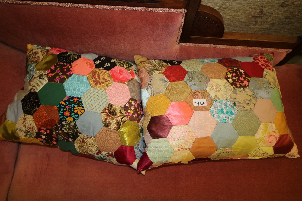 Pair of patchwork cushions