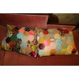 Pair of patchwork cushions