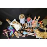 Sasha, Gregor and baby Sasha in basket and box of Sasha doll clothing, 12 Sindy, Barbie and other