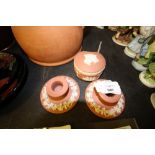 Three pieces of salmon pink Jasper Ware