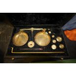 Cased set of chemist scales