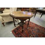 Edwardian walnut octagonal table (A/F)