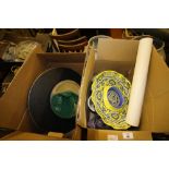 Box of mixed china including hors d'oeuvers dish and painted plates