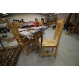 Pine drop-leaf table and 4 chairs