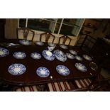 Flow blue dinner service by Grindley "Alton" pattern