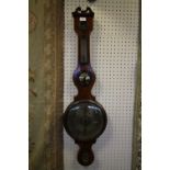 19th Century mahogany wheel cased barometer (a/f)