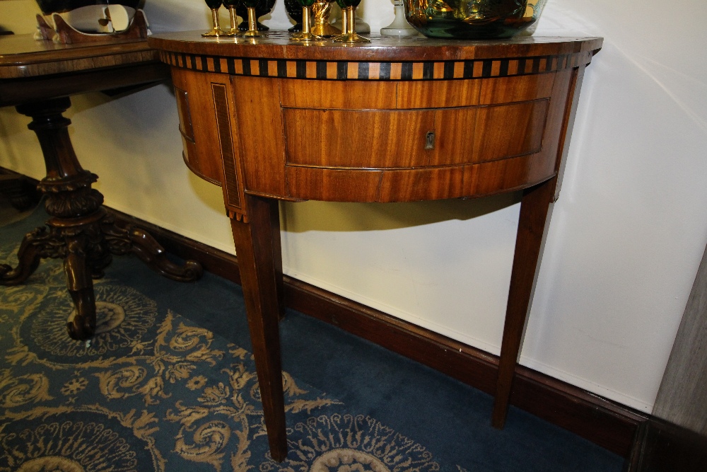 19th Century mahogany and walnut veneered demi-lune side table of Dutch design, fitted two - Image 3 of 4