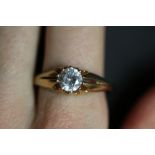 9ct gold and cubic zirconium gypsy-set solitaire ring 2.3grams