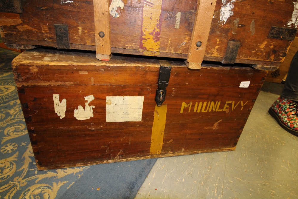 Military wooden trunk, annotated (a.f.)