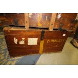 Military wooden trunk, annotated (a.f.)