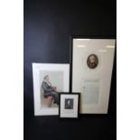 Original Vanity Fair 'Spy' print, 'Bells', 34cm x 19cm mounted, unframed, and three other pictures