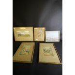 3 watercolours by H. Nelson Brown and 4 other pictures