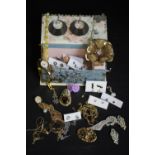 Decorated card musical jewellery box and a selection of costume jewellery