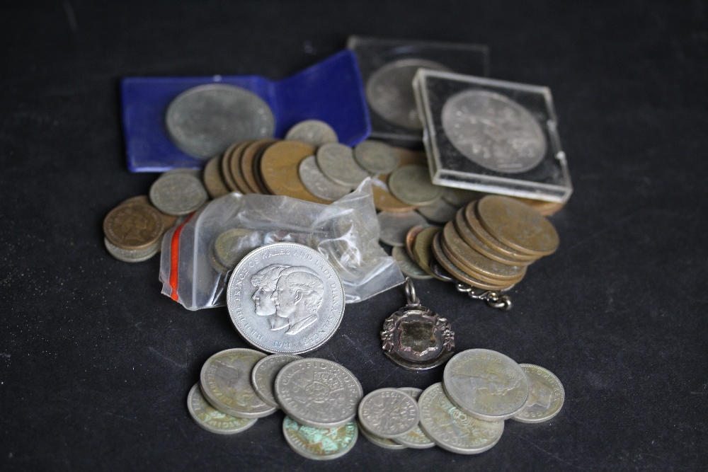 2 silver pendants and quantity old coins