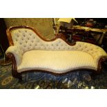 Reproduction Victorian style spoon back chaise longue