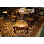 Set of eight 19th Century mahogany dining chairs (with repairs) with leather drop in seats