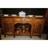 Victorian pollard oak sideboard of Aesthetic/Arts & Crafts design, 183cm wide x 64cm deep x 102cm