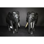 Pair of antique hardwood elephants (tusks a/f)