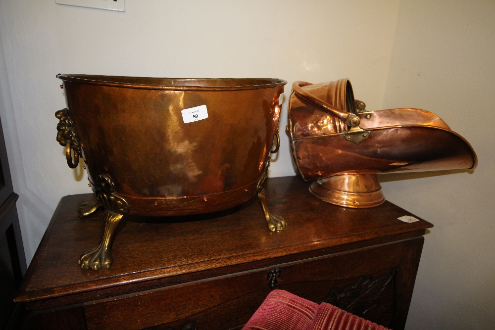 Copper log bucket and copper coal scuttle