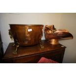 Copper log bucket and copper coal scuttle