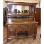 Late 19th century oak mirror-back sideboard, 152cm wide. Condition reports are not availabe for