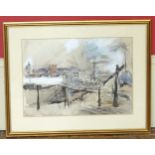 Geoff Rowswell, The Medway-Rochester, watercolour. Condition reports are not availabe for our