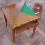 Low mahogany and inlaid envelope card table with single drawer Condition reports are not availabe