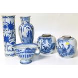 A collection of late 19th century blue and white Chinese vases Condition reports are not availabe