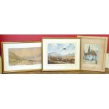 Two watercolour paintings and one oil by Maud Wear "Pont Avon" (3) Condition reports are not