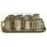 A collection of pewter tankards Condition reports are not availabe for our Interiors Sales.