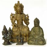 Four Asian figures, two Hindu bronzes Condition reports are not availabe for our Interiors Sales.