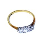 Diamond 3-stone 18ct yellow gold ring, gross weight 2.4g Condition reports are not availabe for