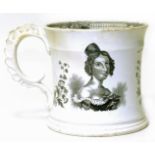 Queen Victorian commemorative proclamation mug printed in black with portraits and commemorations